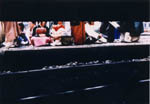 Girls waiting to board the train for unknown destination.