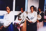 Girls standing in a hospital hallway